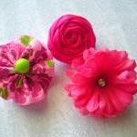Baby Hair Clips- Pink-rolled Rose-mini Clips