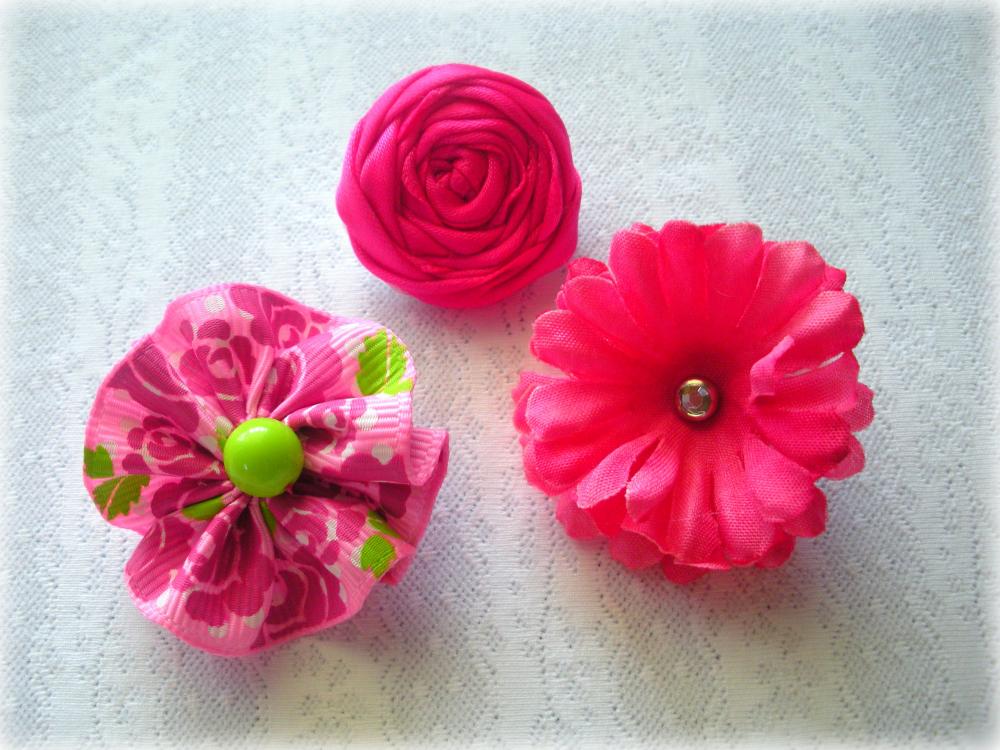 Baby Hair Clips- Pink-rolled Rose-mini Clips